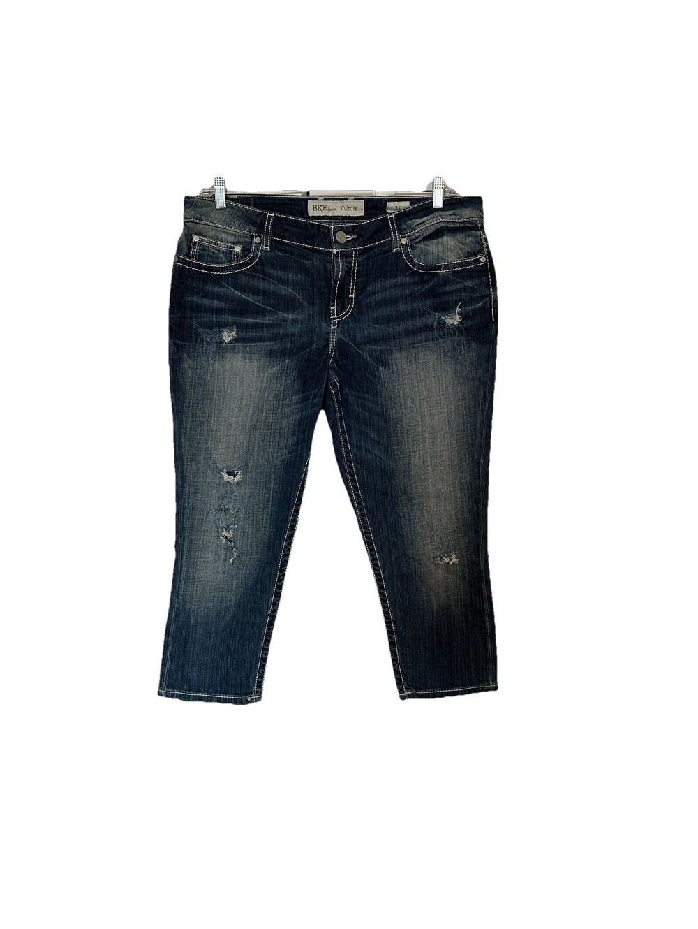 BKE Denim Culture Jeans Women's Size 34 Blue Bootcut Stretch Thick White Stitch